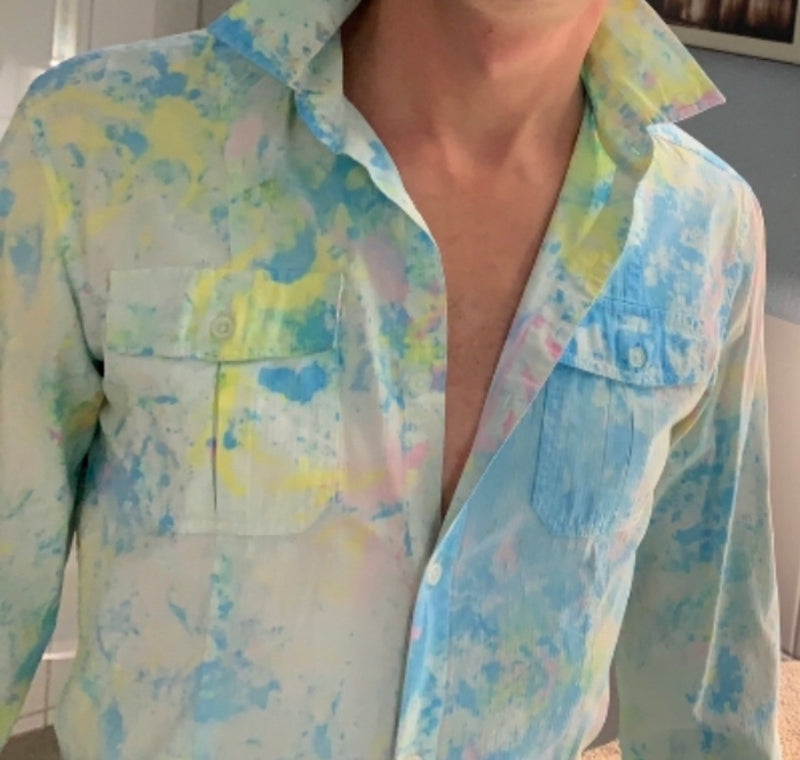 Blue - Camicia uomo dipinta a mano