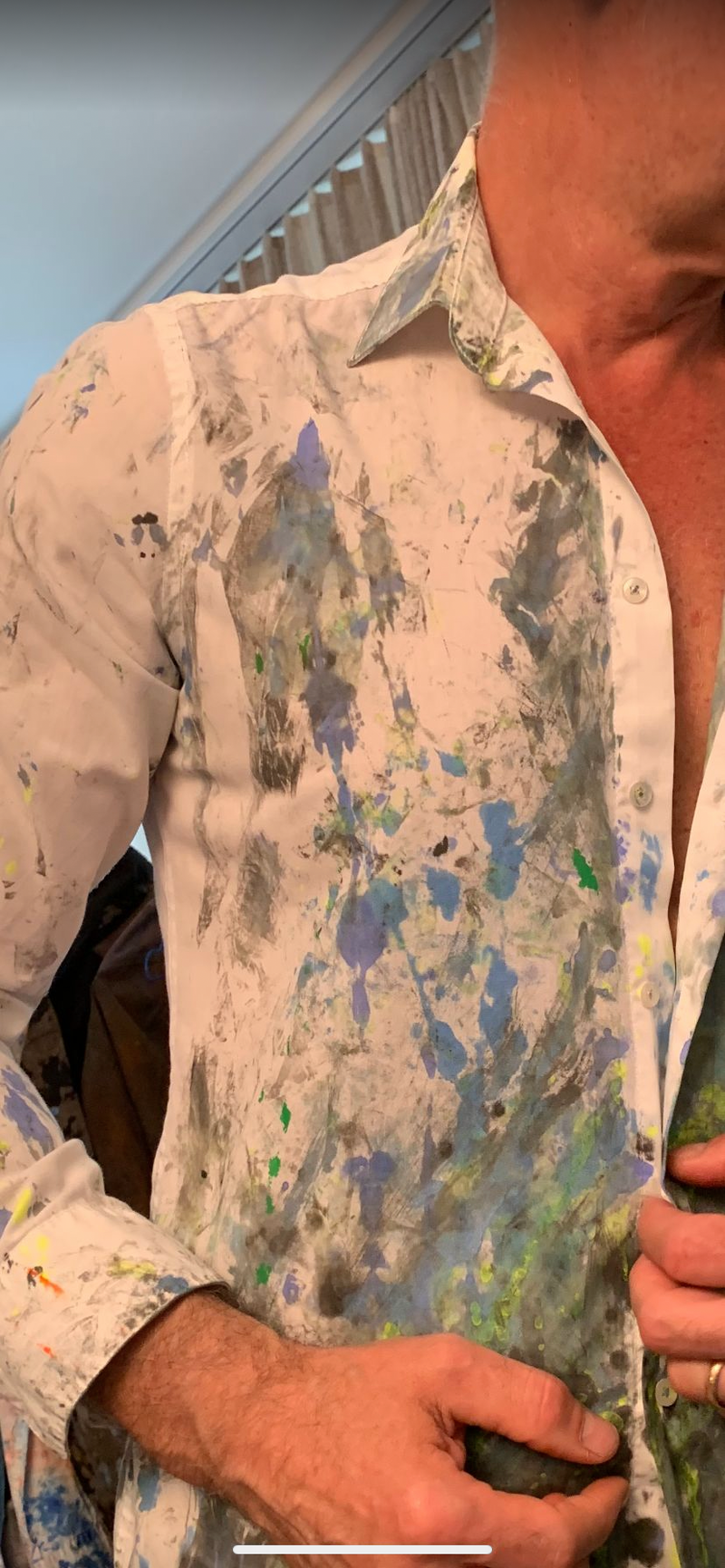 Multicolor - Camicia uomo dipinta a mano