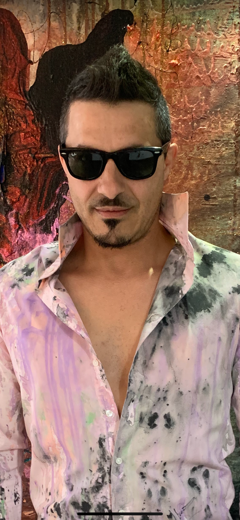 Multicolor - camicia uomo dipinta a mano