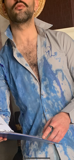Blue - Camicia uomo dipinta a mano