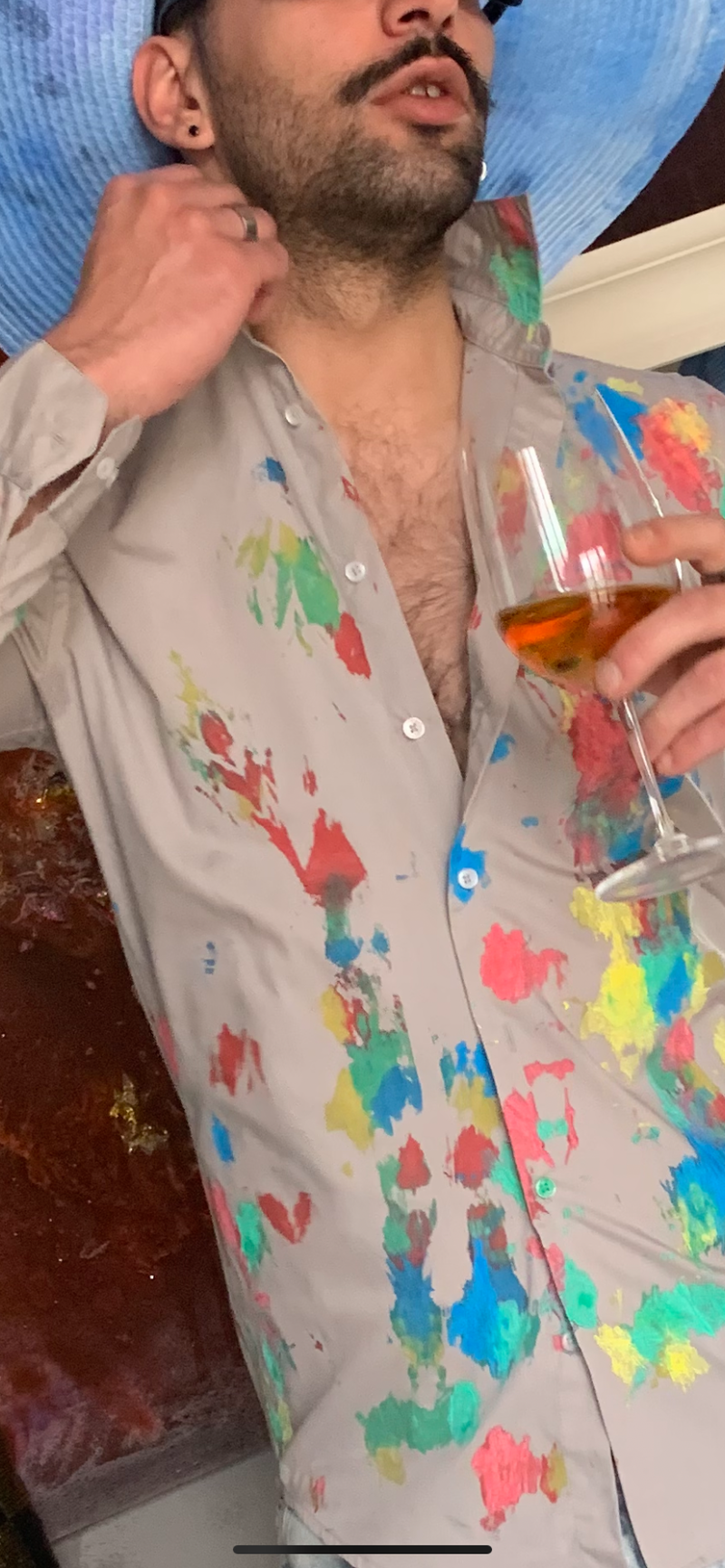 Multicolor - Camicia uomo dipinta a mano